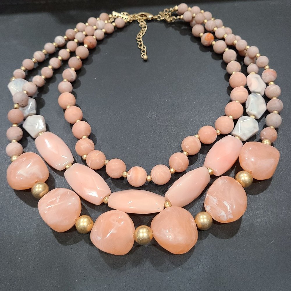 Pastel Pink Beaded Necklace Trio (NWOT)
